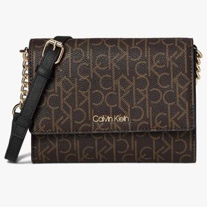 Calvin Klein Monogram Black and Brown Crossbody Bag